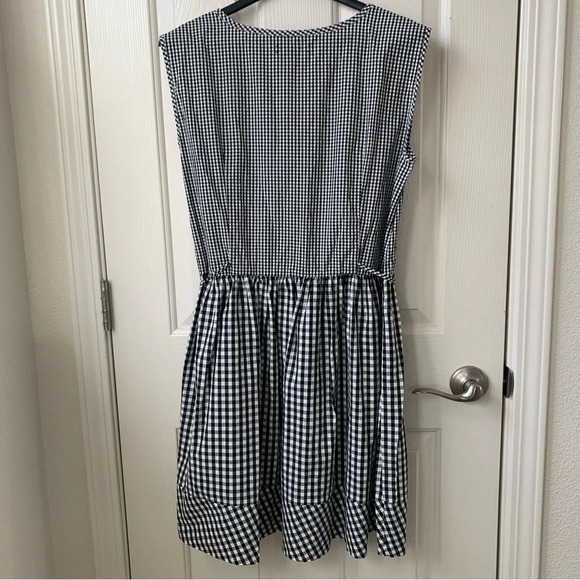 Madewell tie back gingham cotton summer mini dress XS black & white - Picture 3 of 6